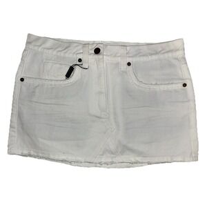 Burberry Brit Skirt Women's 6 White Denim Mini Distressed Low Rise NEW